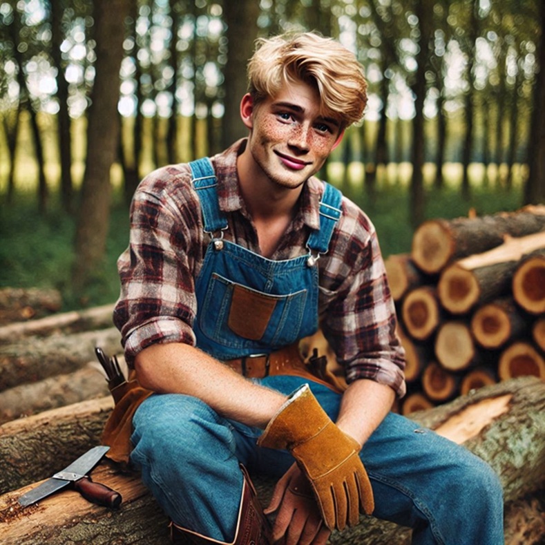 handsomfarmhandsittingonlogs.jpg